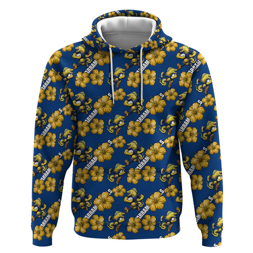 Parramatta Eels Hoodie Tropical Hibiscus Floral Seamless Rugby Mascot
