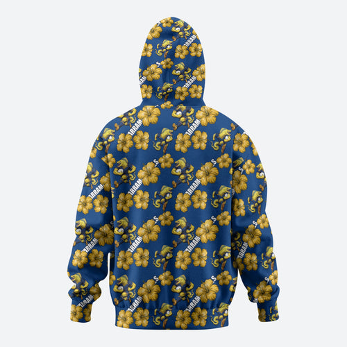 Parramatta Eels Hoodie Tropical Hibiscus Floral Seamless Rugby Mascot