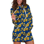 Parramatta Eels Hoodie Dress Tropical Hibiscus Floral Seamless Rugby Mascot