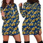 Parramatta Eels Hoodie Dress Tropical Hibiscus Floral Seamless Rugby Mascot