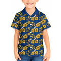 Parramatta Eels Kid Hawaiian Shirt Tropical Hibiscus Floral Seamless Rugby Mascot