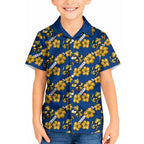 Parramatta Eels Kid Hawaiian Shirt Tropical Hibiscus Floral Seamless Rugby Mascot