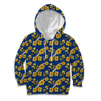 Parramatta Eels Kid Hoodie Tropical Hibiscus Floral Seamless Rugby Mascot