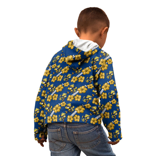 Parramatta Eels Kid Hoodie Tropical Hibiscus Floral Seamless Rugby Mascot
