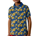 Parramatta Eels Kid Polo Shirt Tropical Hibiscus Floral Seamless Rugby Mascot