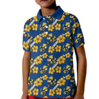 Parramatta Eels Kid Polo Shirt Tropical Hibiscus Floral Seamless Rugby Mascot
