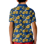 Parramatta Eels Kid Polo Shirt Tropical Hibiscus Floral Seamless Rugby Mascot