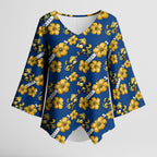 Parramatta Eels Kimono Sleeve Blouse Tropical Hibiscus Floral Seamless Rugby Mascot