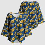 Parramatta Eels Kimono Sleeve Blouse Tropical Hibiscus Floral Seamless Rugby Mascot