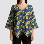 Parramatta Eels Kimono Sleeve Blouse Tropical Hibiscus Floral Seamless Rugby Mascot