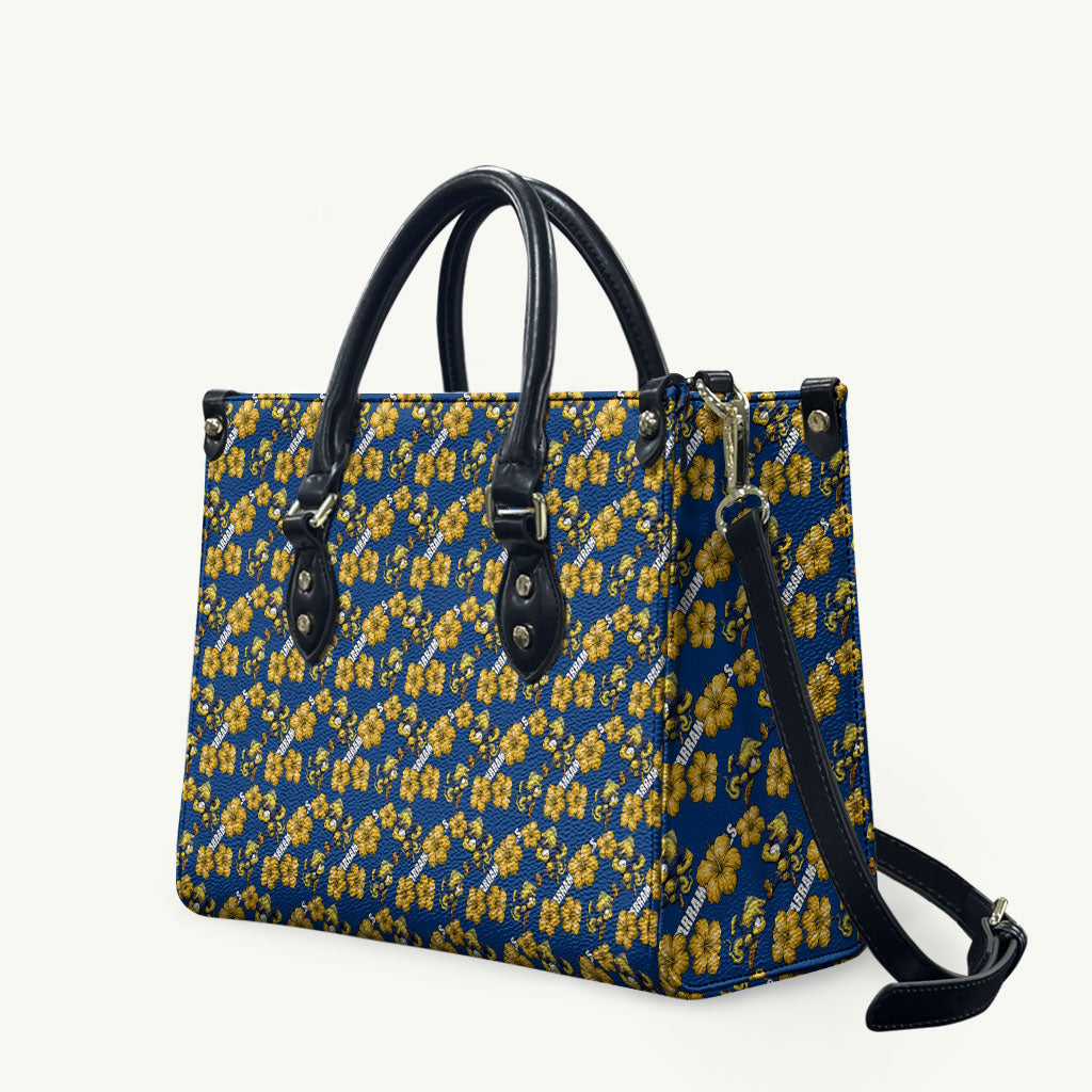 Parramatta Eels Leather Bag Tropical Hibiscus Floral Seamless Rugby Mascot