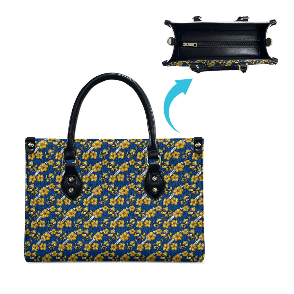 Parramatta Eels Leather Bag Tropical Hibiscus Floral Seamless Rugby Mascot