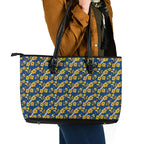 Parramatta Eels Leather Tote Bag Tropical Hibiscus Floral Seamless Rugby Mascot