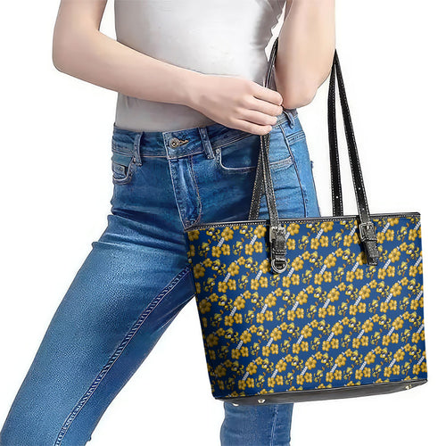 Parramatta Eels Leather Tote Bag Tropical Hibiscus Floral Seamless Rugby Mascot