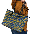 Parramatta Eels Leather Tote Bag Tropical Hibiscus Floral Seamless Rugby Mascot