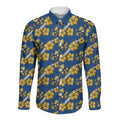 Parramatta Eels Long Sleeve Button Shirt Tropical Hibiscus Floral Seamless Rugby Mascot