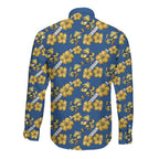 Parramatta Eels Long Sleeve Button Shirt Tropical Hibiscus Floral Seamless Rugby Mascot