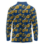 Parramatta Eels Long Sleeve Polo Shirt Tropical Hibiscus Floral Seamless Rugby Mascot