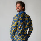 Parramatta Eels Long Sleeve Polo Shirt Tropical Hibiscus Floral Seamless Rugby Mascot