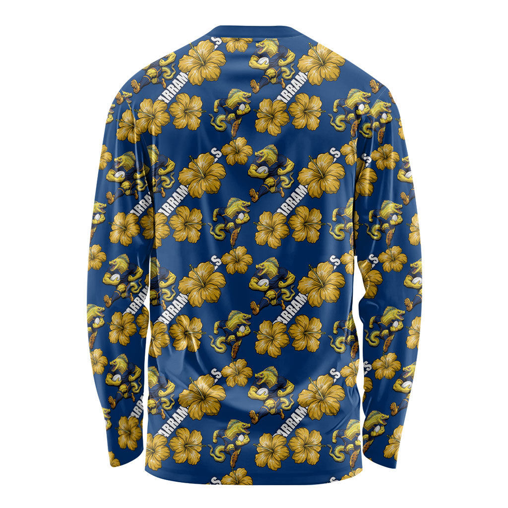 Parramatta Eels Long Sleeve Shirt Tropical Hibiscus Floral Seamless Rugby Mascot