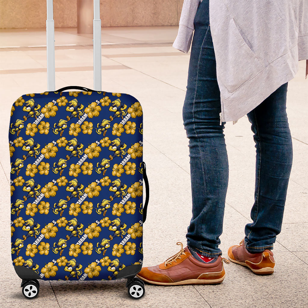 Parramatta Eels Luggage Cover Tropical Hibiscus Floral Seamless Rugby Mascot