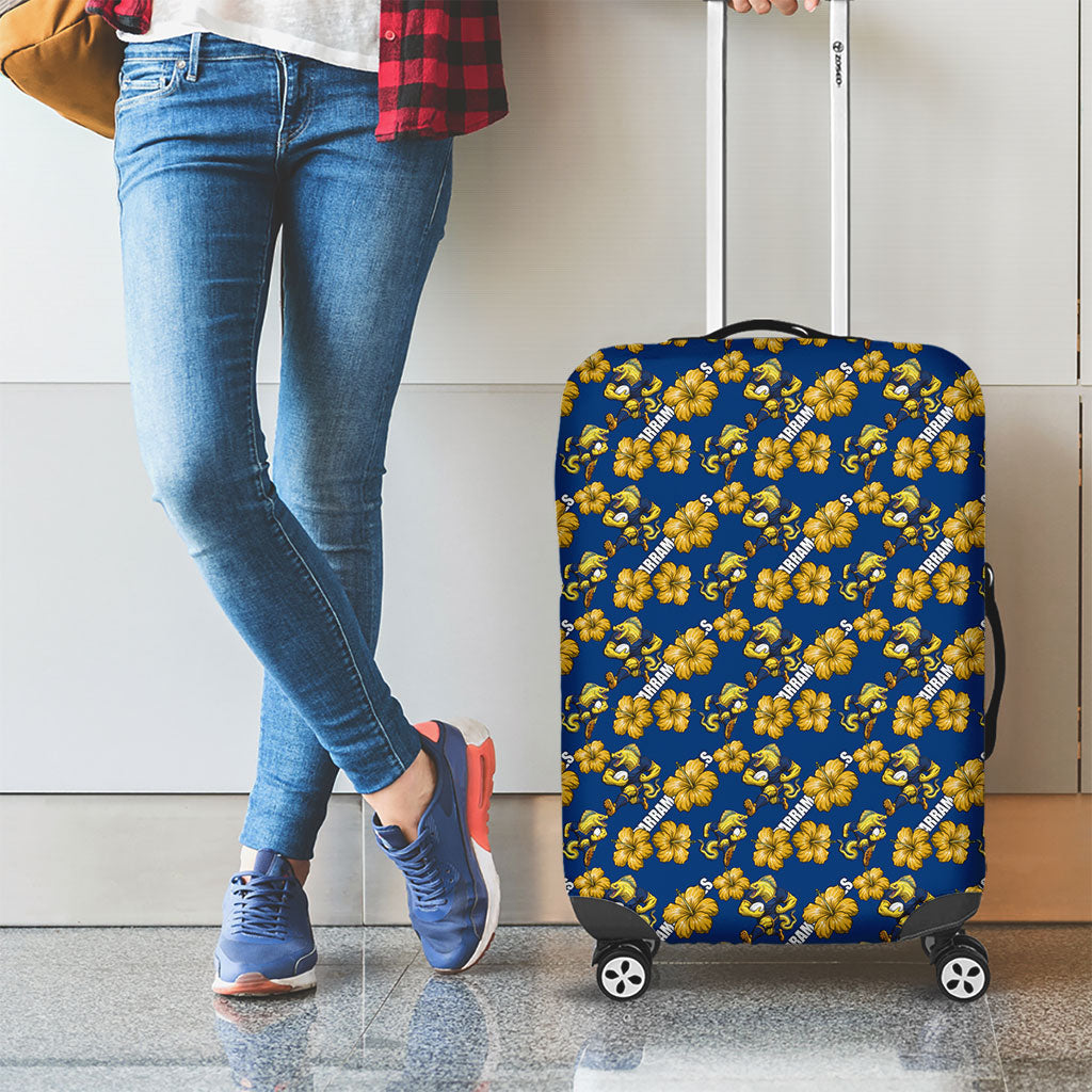Parramatta Eels Luggage Cover Tropical Hibiscus Floral Seamless Rugby Mascot