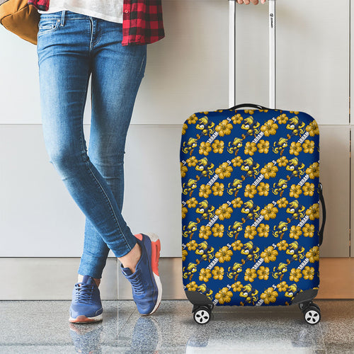Parramatta Eels Luggage Cover Tropical Hibiscus Floral Seamless Rugby Mascot
