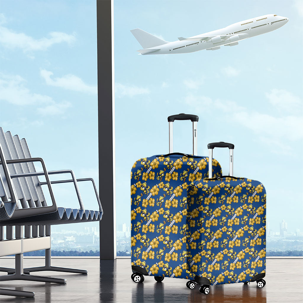 Parramatta Eels Luggage Cover Tropical Hibiscus Floral Seamless Rugby Mascot