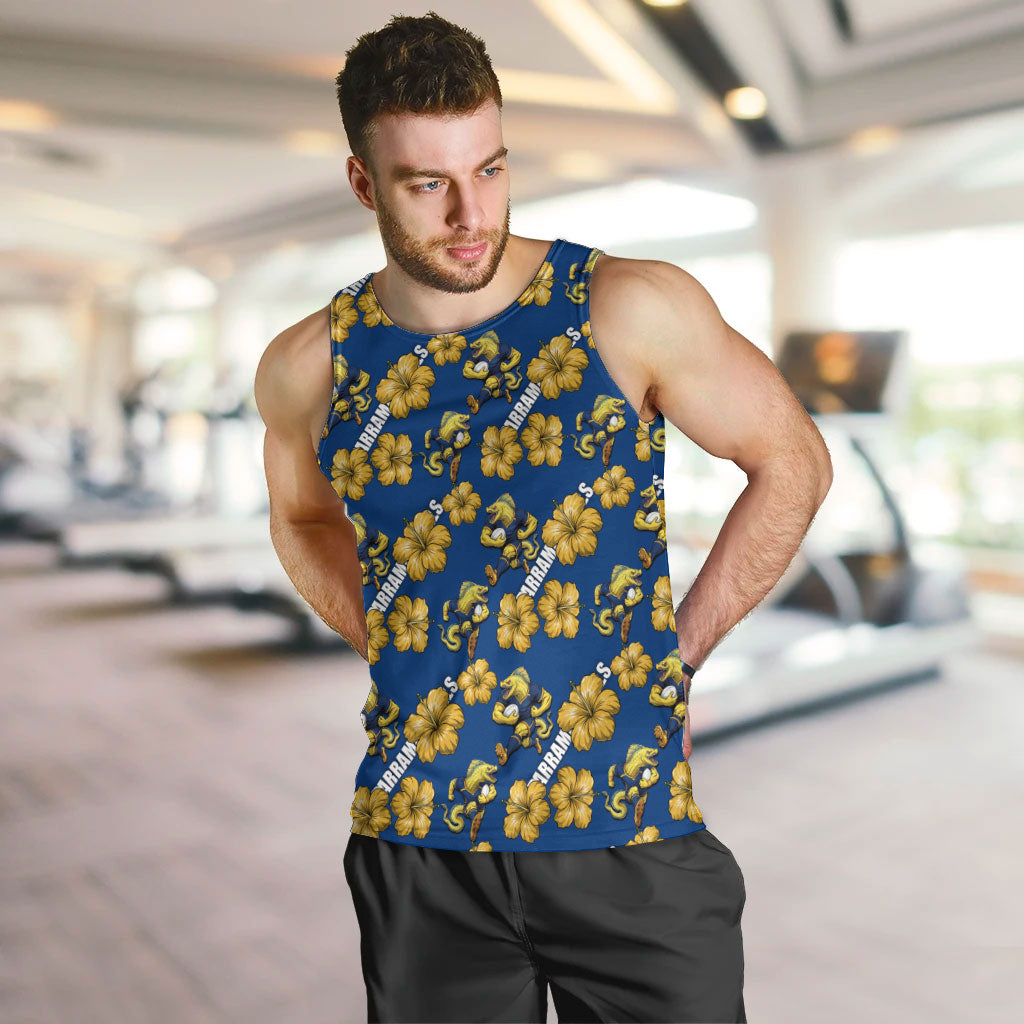 Parramatta Eels Men Tank Top Tropical Hibiscus Floral Seamless Rugby Mascot