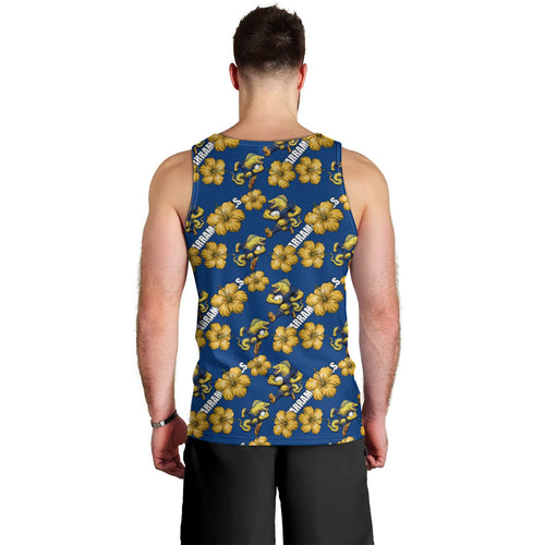 Parramatta Eels Men Tank Top Tropical Hibiscus Floral Seamless Rugby Mascot