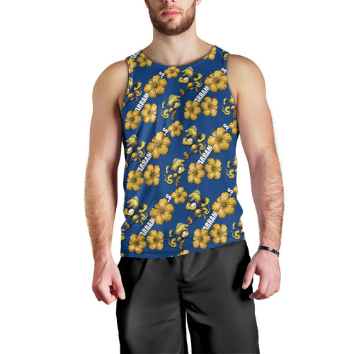 Parramatta Eels Men Tank Top Tropical Hibiscus Floral Seamless Rugby Mascot