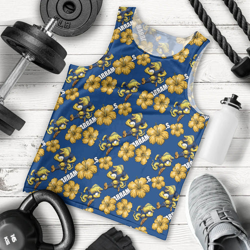 Parramatta Eels Men Tank Top Tropical Hibiscus Floral Seamless Rugby Mascot