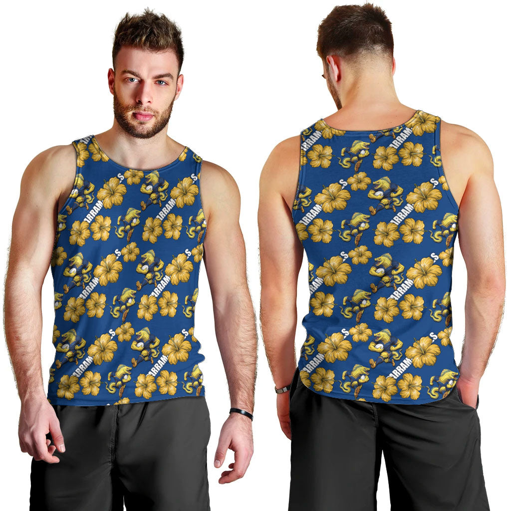 Parramatta Eels Men Tank Top Tropical Hibiscus Floral Seamless Rugby Mascot