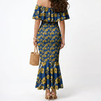 Parramatta Eels Mermaid Dress Tropical Hibiscus Floral Seamless Rugby Mascot