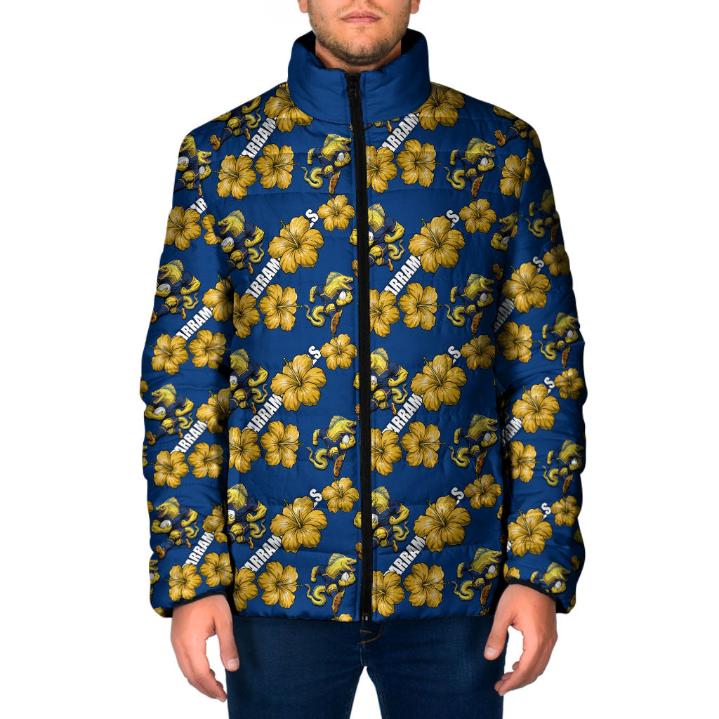 Parramatta Eels Padded Jacket Tropical Hibiscus Floral Seamless Rugby Mascot