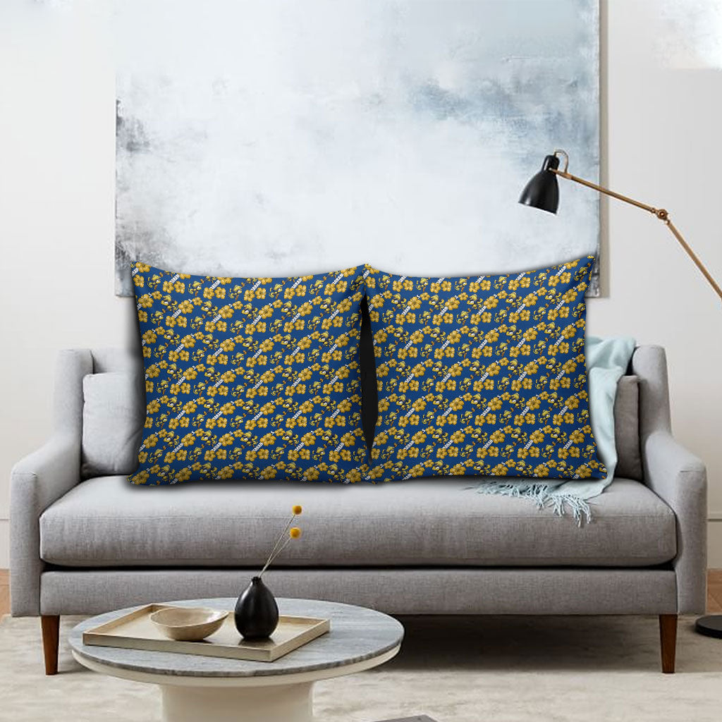 Parramatta Eels Pillow Cover Tropical Hibiscus Floral Seamless Rugby Mascot