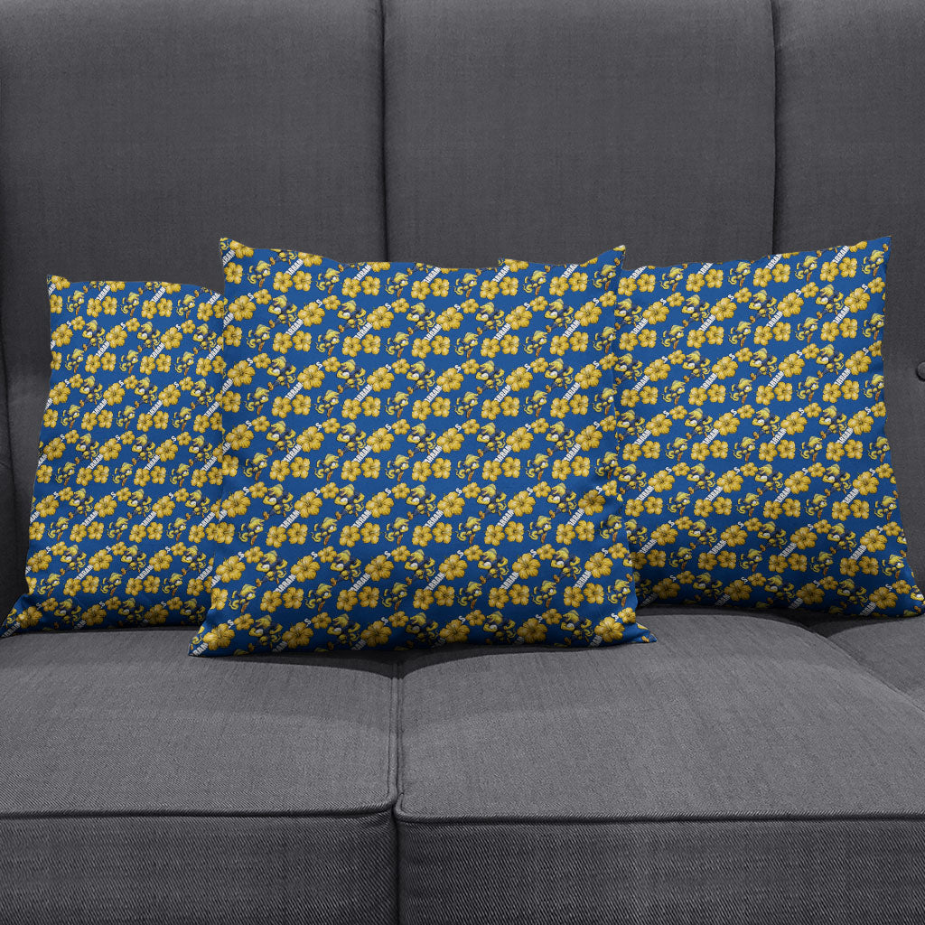 Parramatta Eels Pillow Cover Tropical Hibiscus Floral Seamless Rugby Mascot
