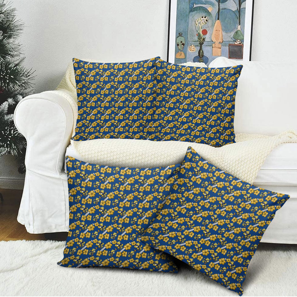 Parramatta Eels Pillow Cover Tropical Hibiscus Floral Seamless Rugby Mascot