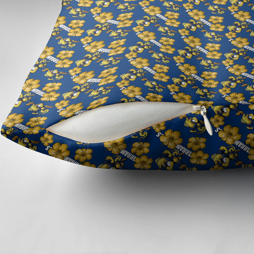 Parramatta Eels Pillow Cover Tropical Hibiscus Floral Seamless Rugby Mascot