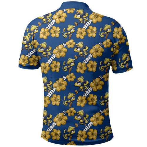 Parramatta Eels Polo Shirt Tropical Hibiscus Floral Seamless Rugby Mascot