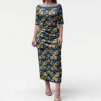 Parramatta Eels Puletasi Tropical Hibiscus Floral Seamless Rugby Mascot