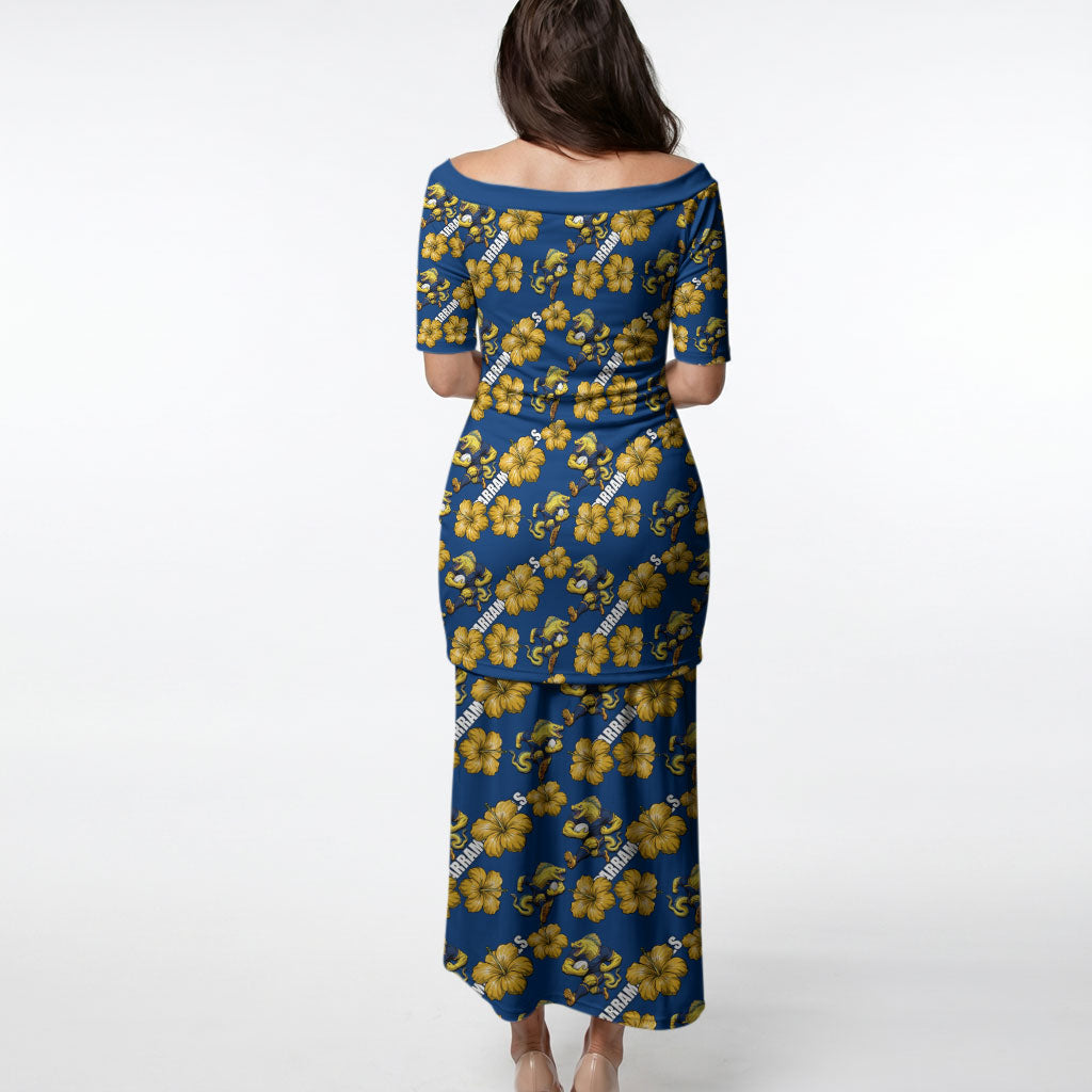 Parramatta Eels Puletasi Tropical Hibiscus Floral Seamless Rugby Mascot