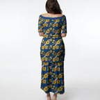 Parramatta Eels Puletasi Tropical Hibiscus Floral Seamless Rugby Mascot