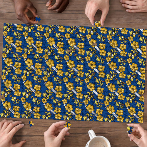 Parramatta Eels Puzzle Tropical Hibiscus Floral Seamless Rugby Mascot
