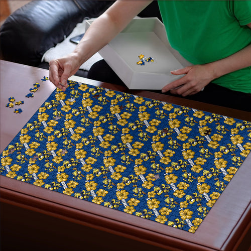 Parramatta Eels Puzzle Tropical Hibiscus Floral Seamless Rugby Mascot