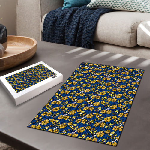 Parramatta Eels Puzzle Tropical Hibiscus Floral Seamless Rugby Mascot