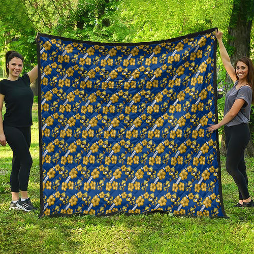 Parramatta Eels Quilt Tropical Hibiscus Floral Seamless Rugby Mascot