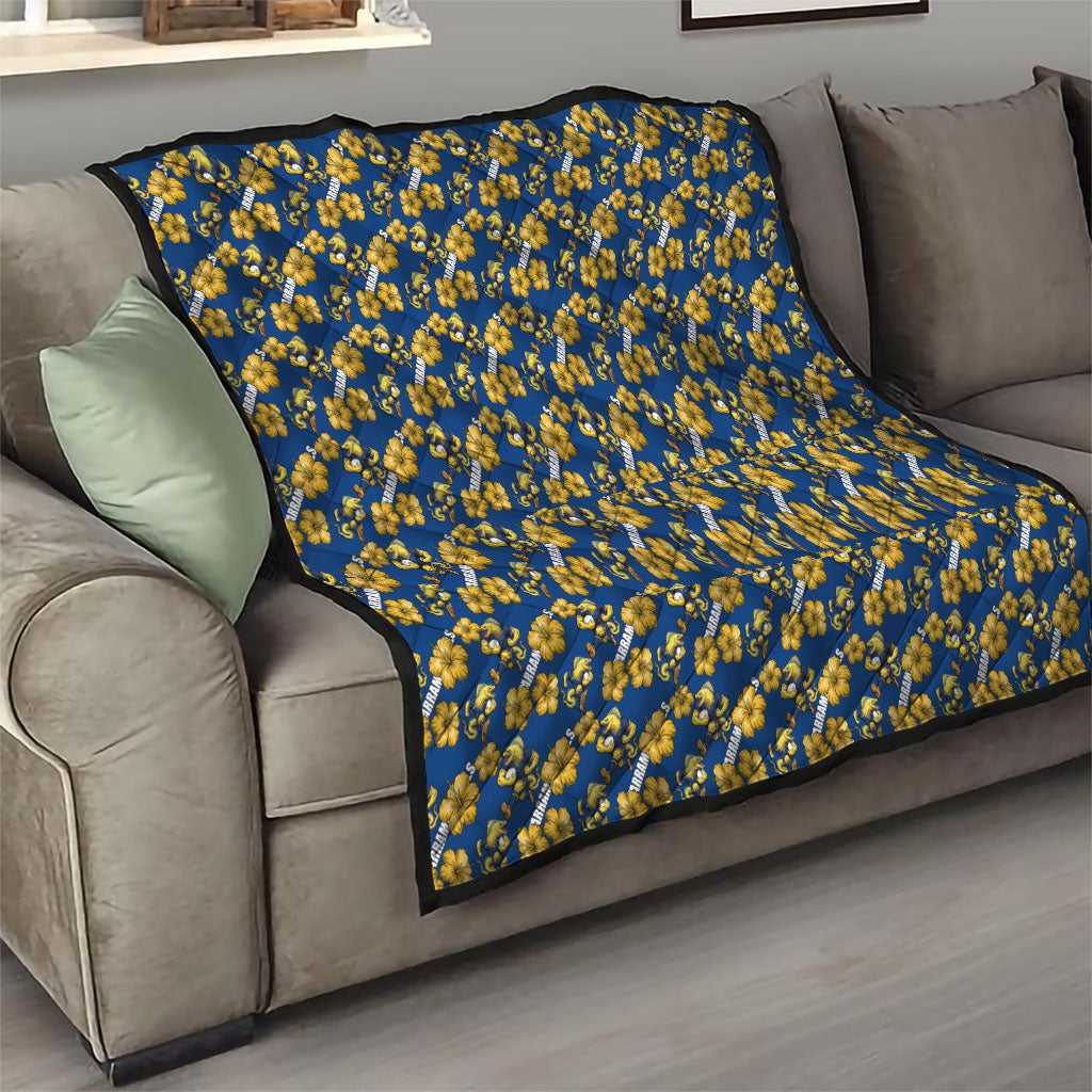 Parramatta Eels Quilt Tropical Hibiscus Floral Seamless Rugby Mascot
