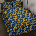 Parramatta Eels Quilt Bed Set Tropical Hibiscus Floral Seamless Rugby Mascot
