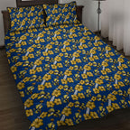 Parramatta Eels Quilt Bed Set Tropical Hibiscus Floral Seamless Rugby Mascot